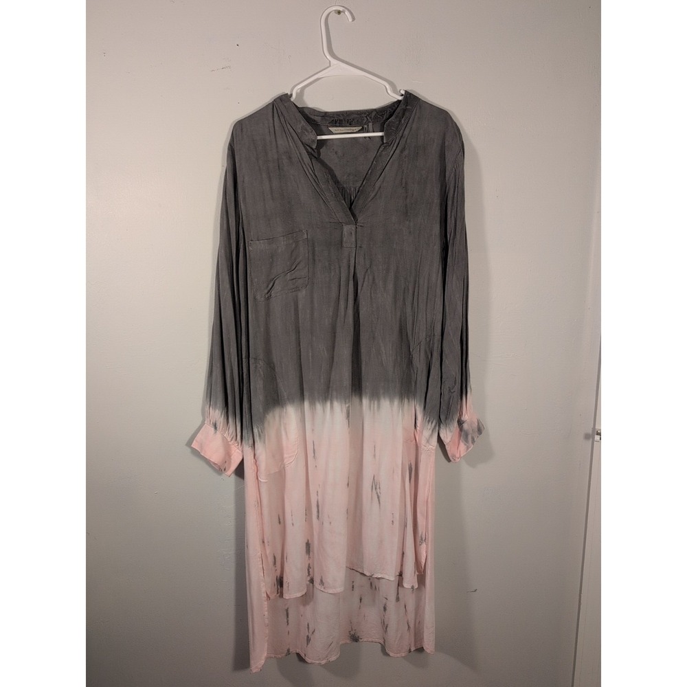 Soft Surroundings Swim Cover Up Top Rayon Beach Coastal Ombré Dip Dye Large